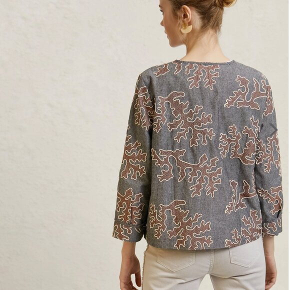 Embroidered Crew Neck Jacket - Picture 10 of 13